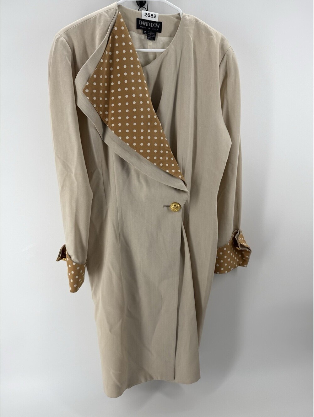 Vintage Dress 10  Wool Knit Made In Italy Beige With Gold Buttons